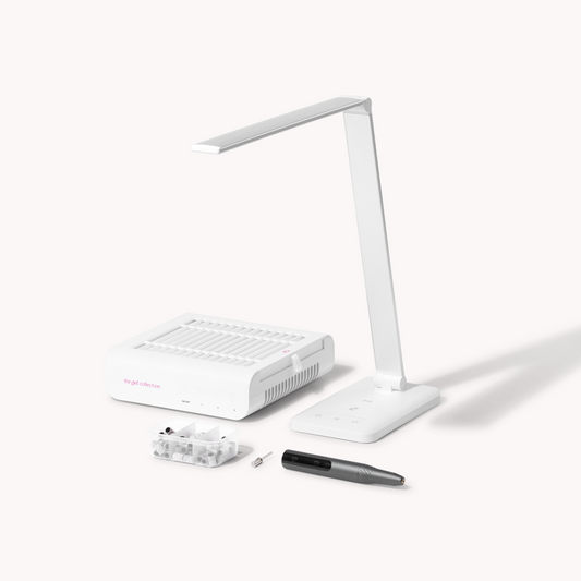 PACKAGE DEAL • Dust Collector + Drill Expert Smart + Table Lamp + Mandrel Bit + Sanding Bands • The Gel Collection