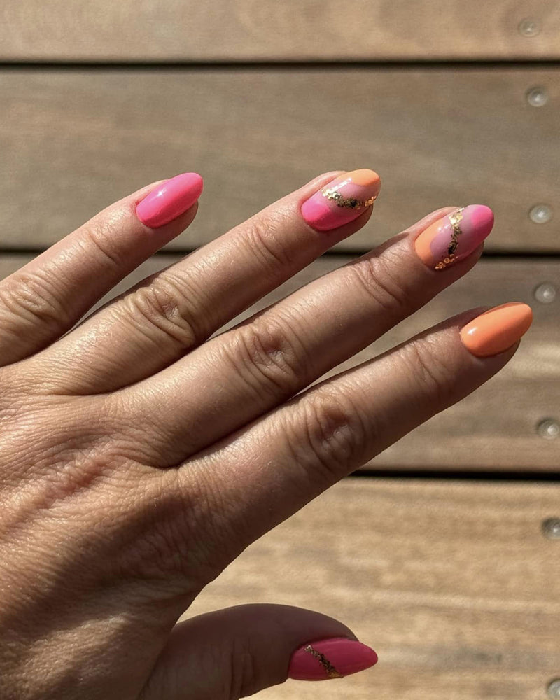 642 Orange Blaze + 584 Hot Pink + Foil Flakes, GOLD