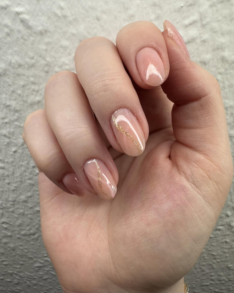 752 Barbie Shimmer, 574 Gold Rain, Liquid Builder Gel nude perfection