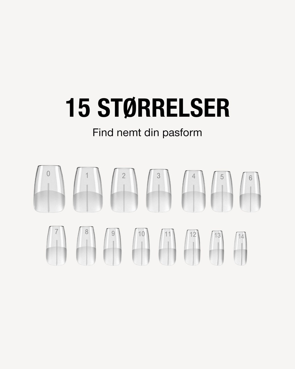 15 størrelser – find nemt din pasform