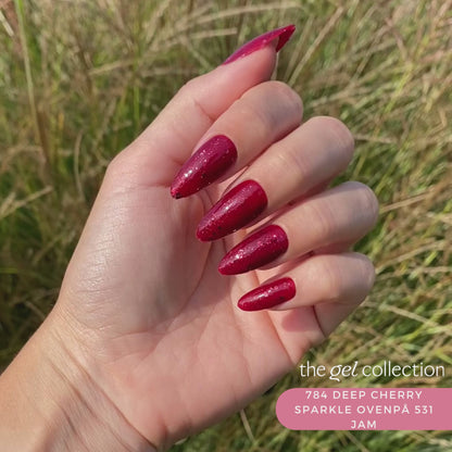 Gel Polish • 784 Deep Cherry Sparkle (semi-transparent) • 21FREE